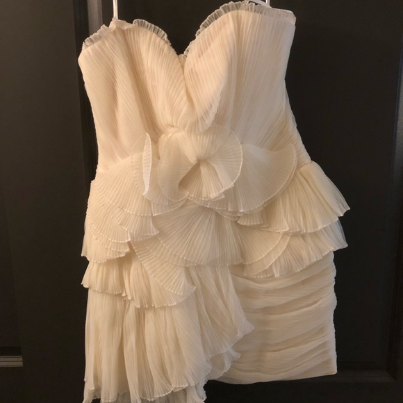 BCBGMaxAzria Cream Strapless Ruffle Dress - Picture 1 of 4